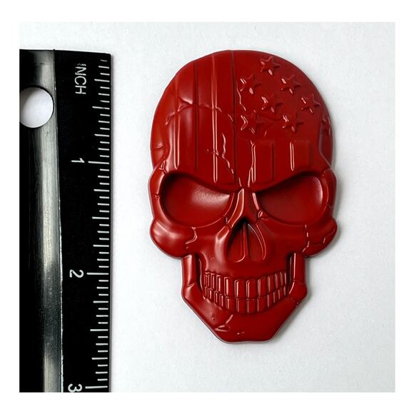 Thin Red Line FD American Flag Skull 3D Sticker Emblem. - Picture 2 of 6